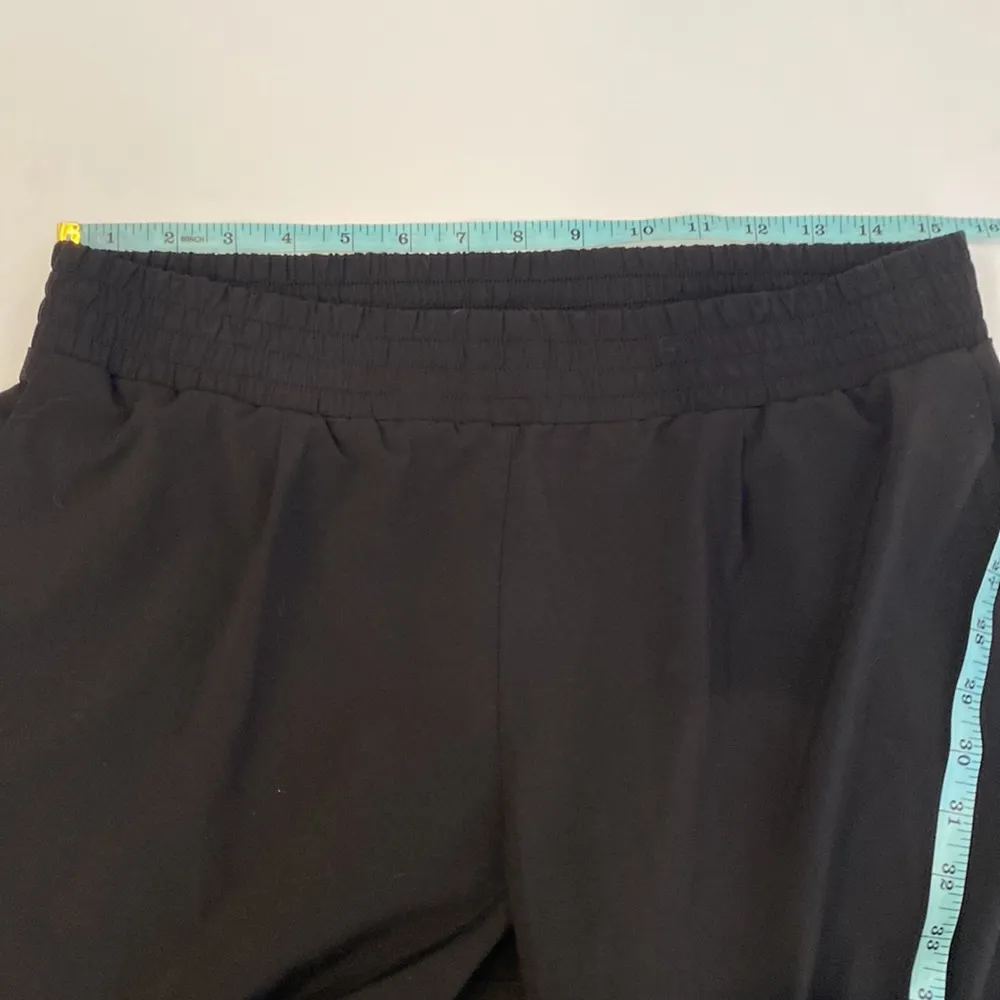 Aqua Black Silky Stretchy Pants Tapered Cuffs Elastic Waistband Polyester Women - Image 8