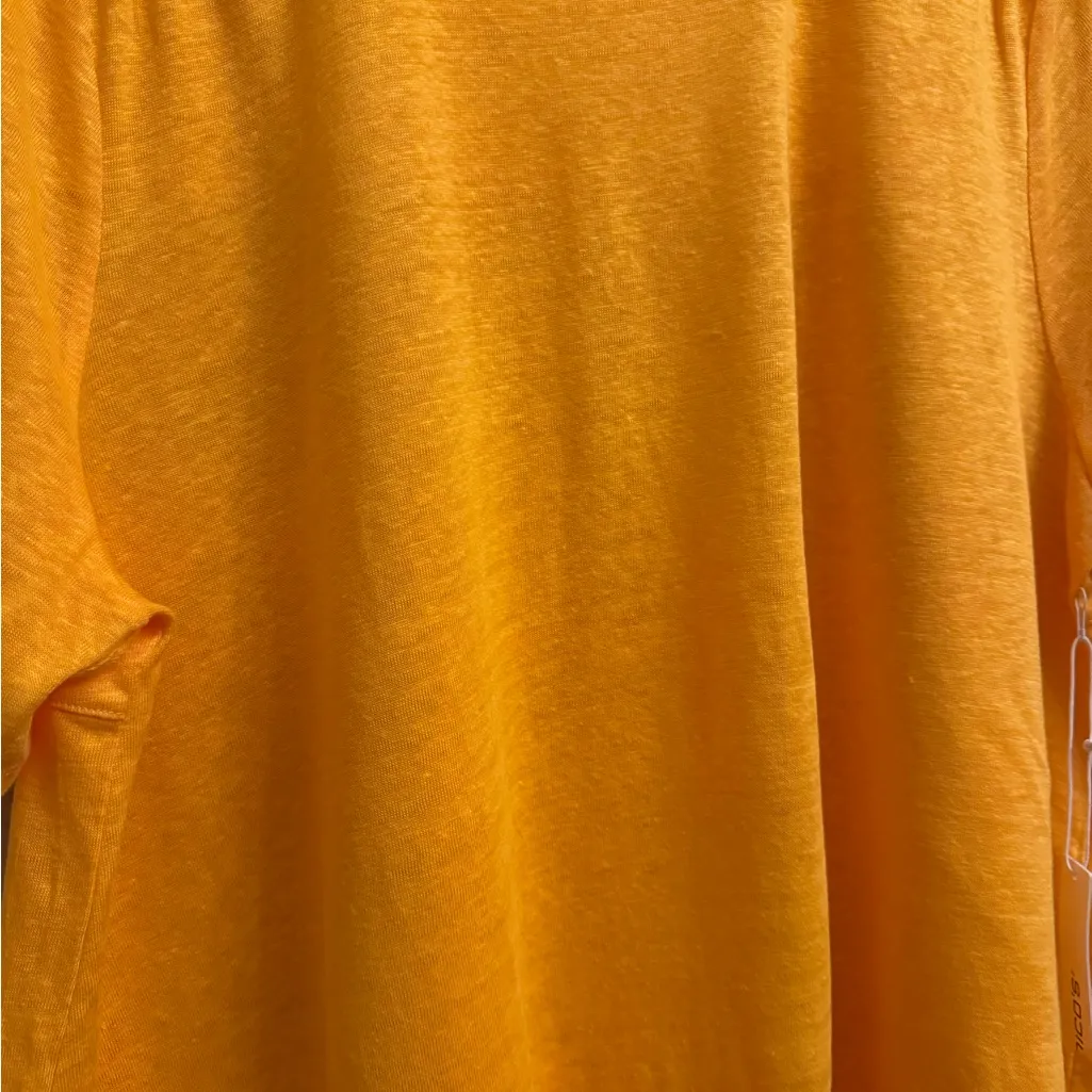 NWT Chicos Size 3/XL Bright Orange Linen High Low Tiered Back Slub Shirt - Image 2