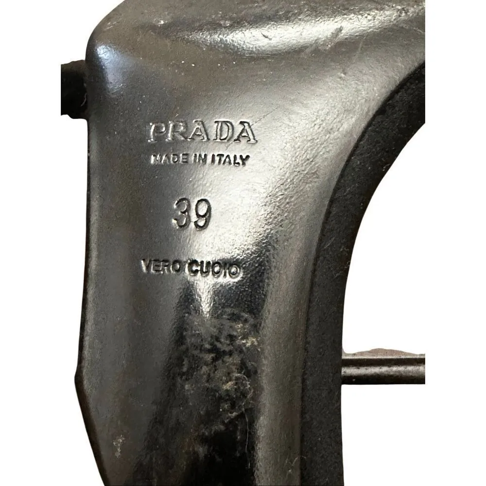 Prada Iconic Retro Satin Sandals Shoes Slingback Peep Open Toe Pumps  Size 39 - Image 7