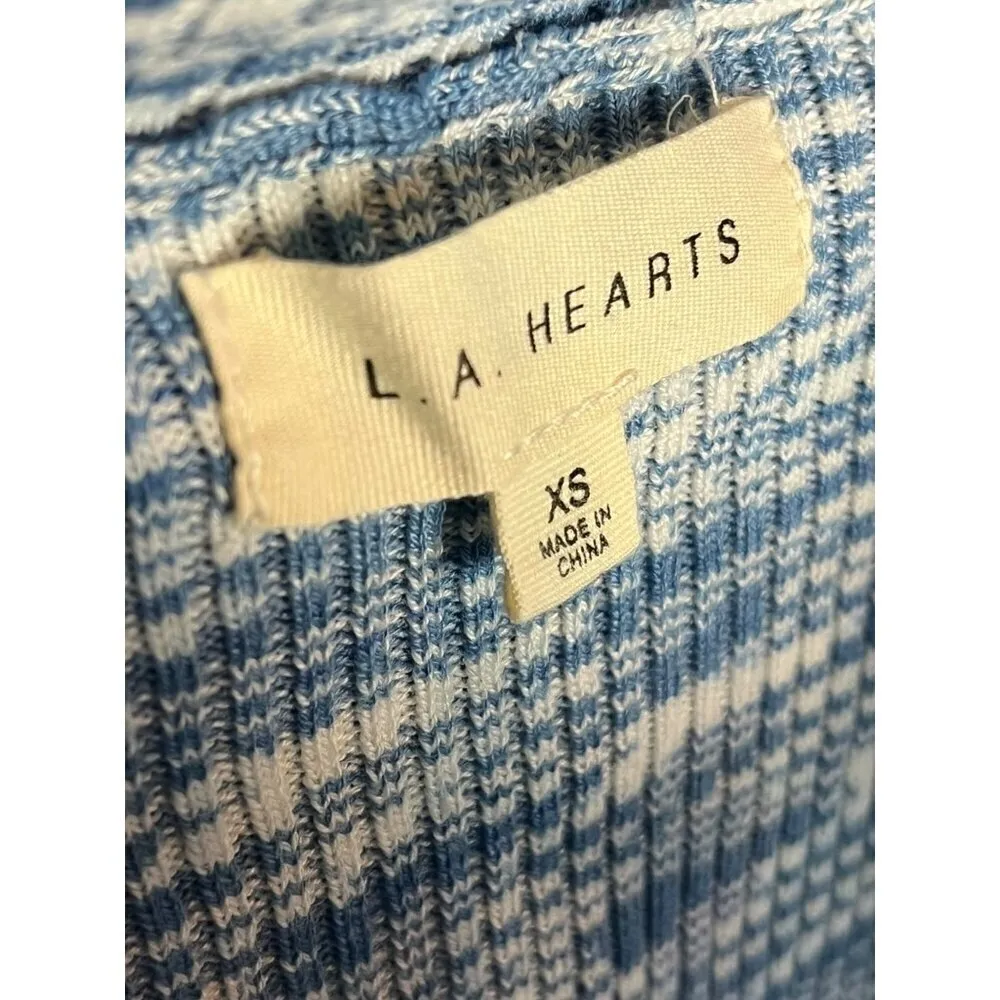 L.A. Hearts Women's XS Uptown Keyhole Crop Cardigan Blue Heather Preppy Coquette - Image 5