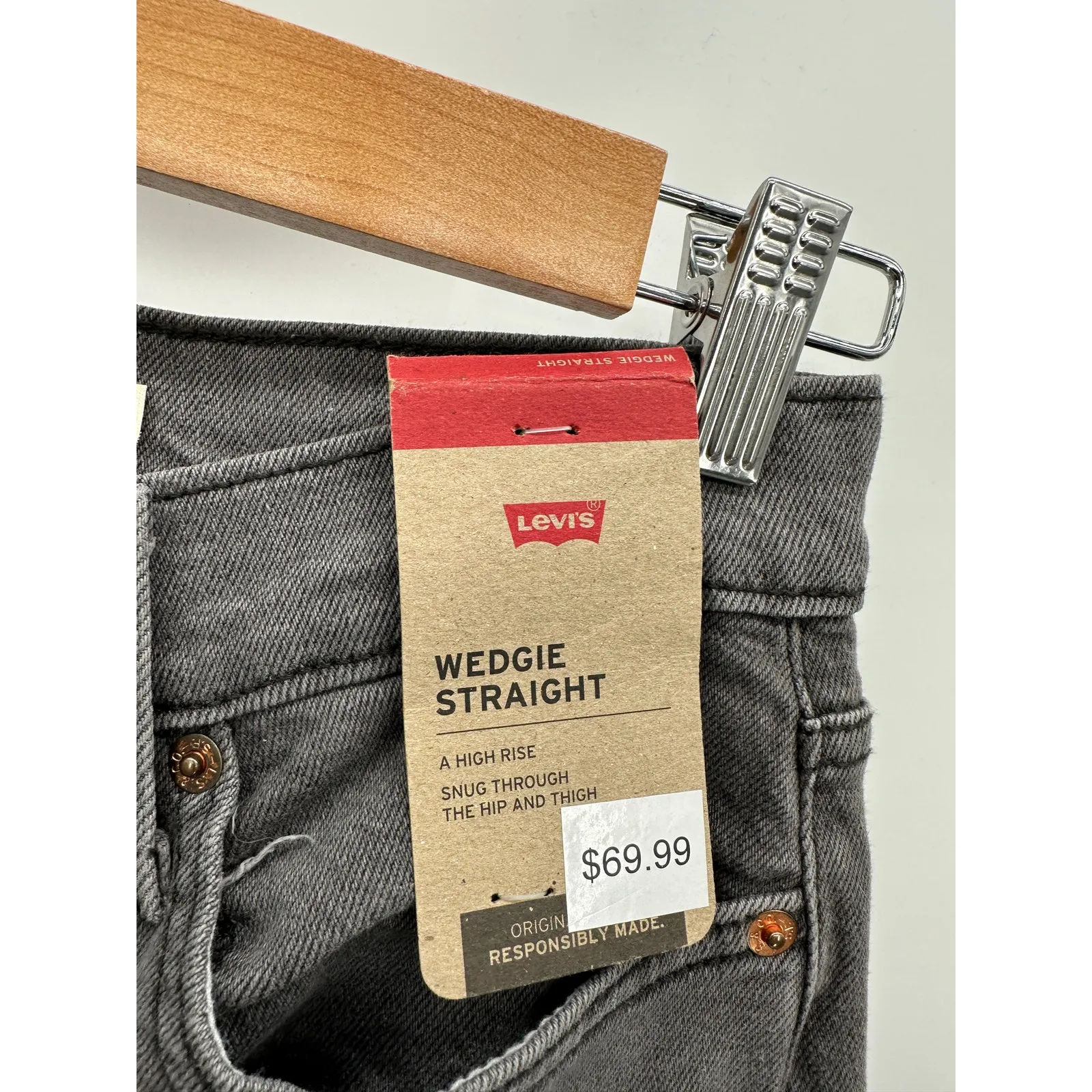 Levi's Womens Jeans 26 NWT Gray Cosmic Comet Wedgie Straight Fit Denim Cropped - Image 6