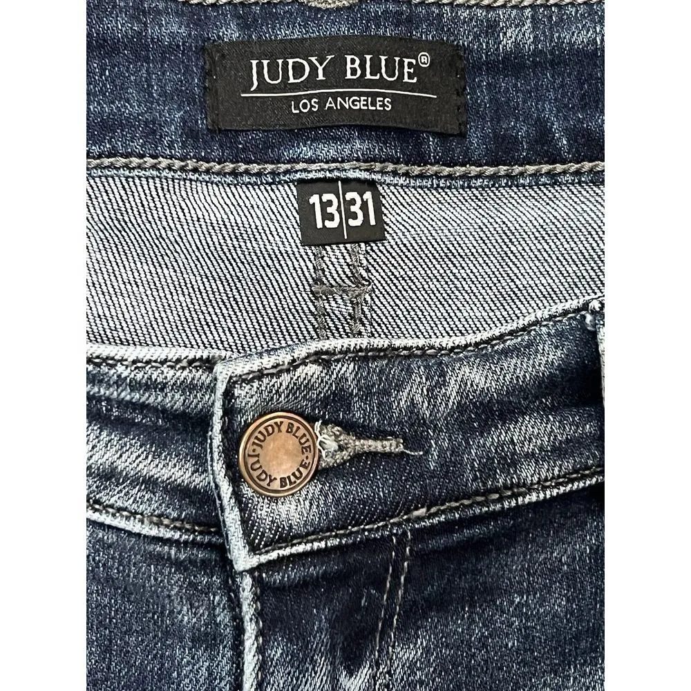 Judy Blue Bleach Splash Stretch Jeans 13/31 Mid Rise Distressed Womens - Image 3