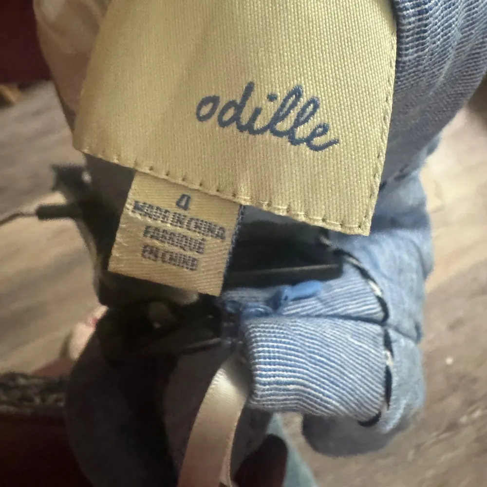 Anthropologie Odille Skirt 4 Blue Linen Blend Layered Embroidered A Line Knee - Image 2