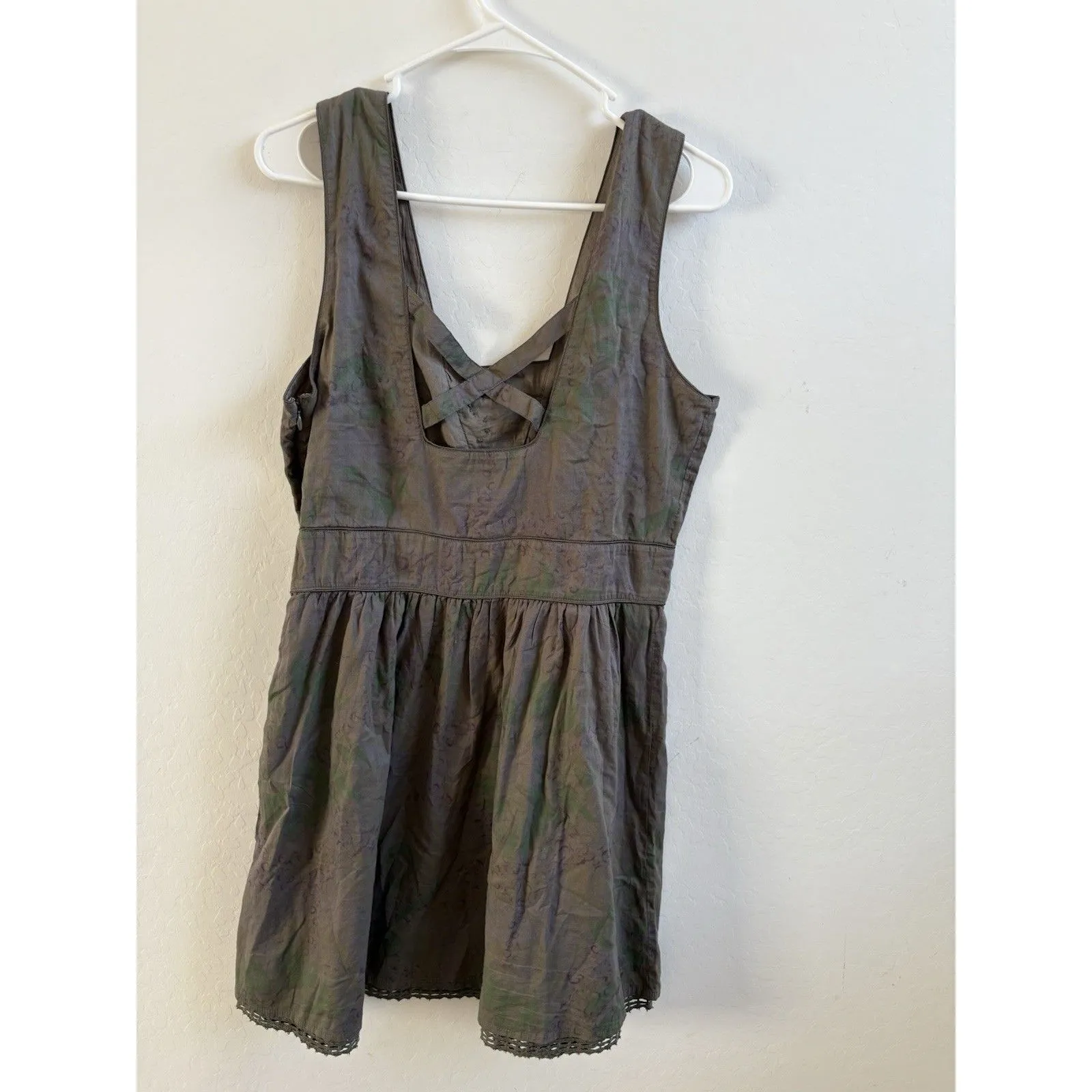 Free People Grey A-Line Dress Criss-Cross Back Size 12 - Image 7