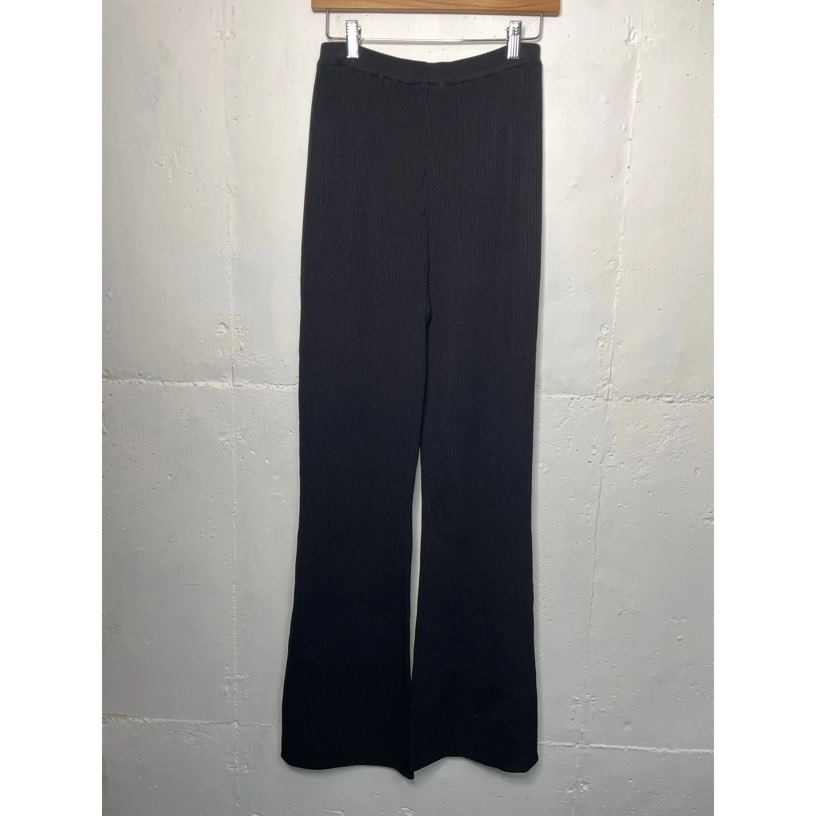 NEW Meshki Rue Knit Flared Pants Ribbed Black Size Small - Image 4