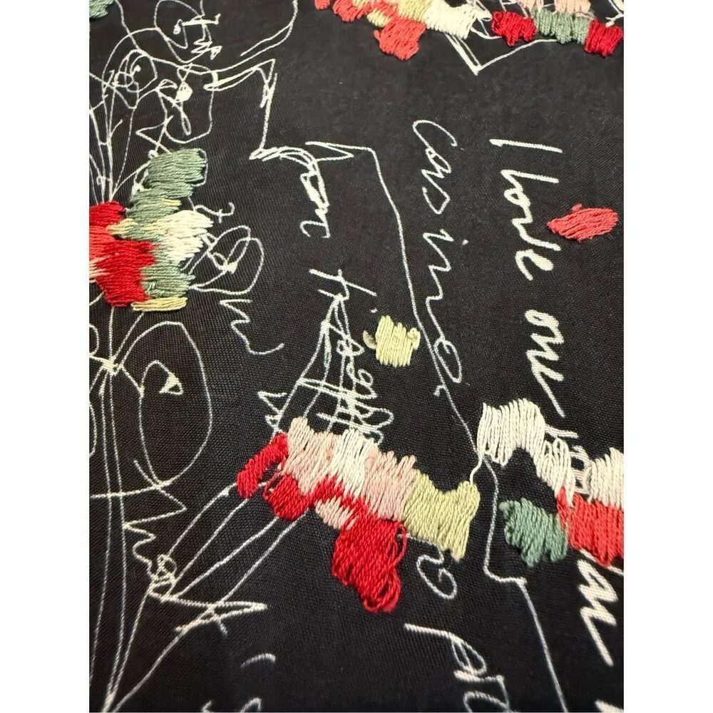 Miao Ran Printed & Embroidered Dress in Black fit XS/S - Image 14