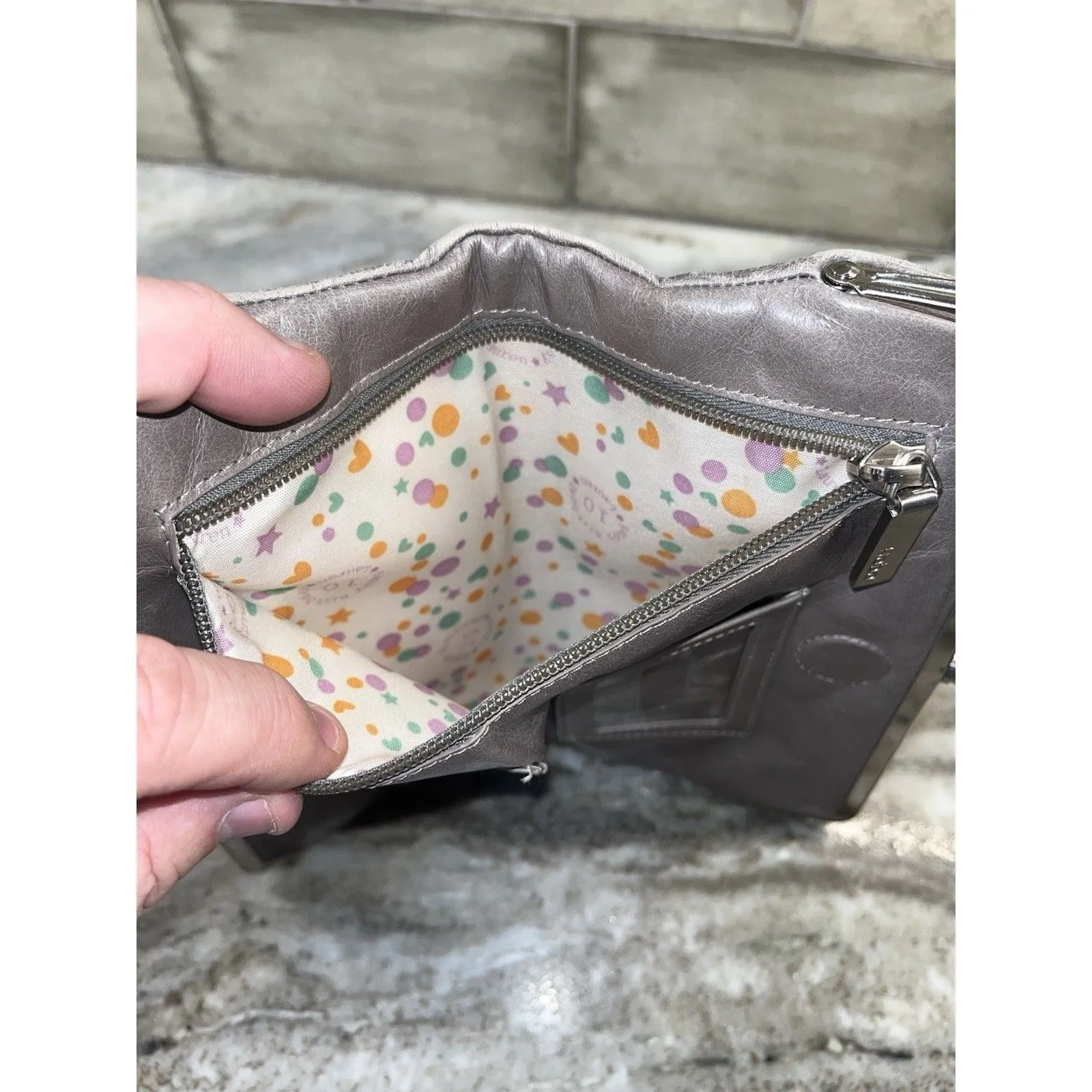 HOBO International Lauren Wallet 10th Birthday Clutch Gray Happy Birthday - Image 5