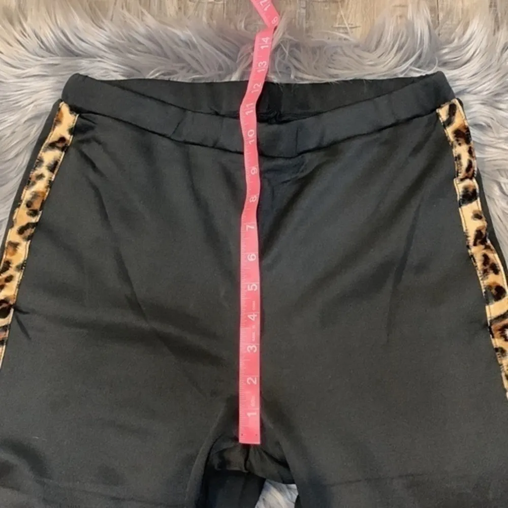 stretch skinny pant faux fur leopard side stripe M - Image 6