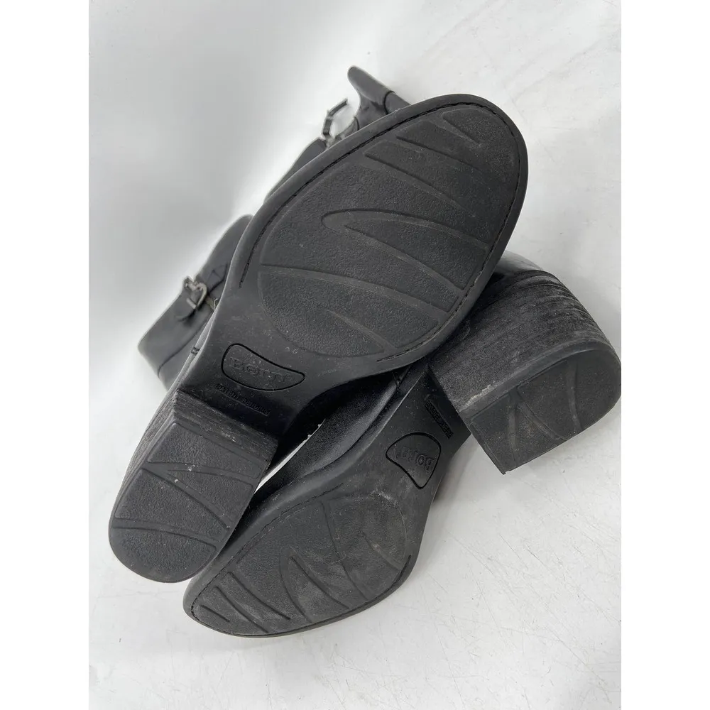 Born Fannar Black Leather Knee High Side Zip Block Heel Riding Boots Size 7M - Image 87