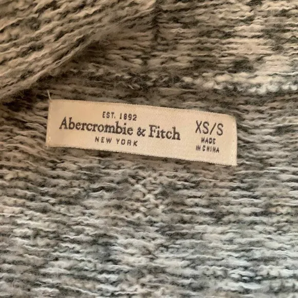 Abercrombie & Fitch Cardigan Womens Size XS/S Gray White Open Front‎ Geometric - Image 4