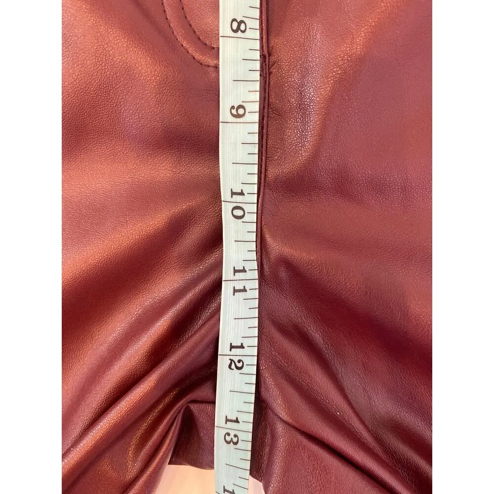 Lulu’s Hit Your Mark Burgundy Vegan Leather Straight Leg Pants EUC XL Women’s - Image 10