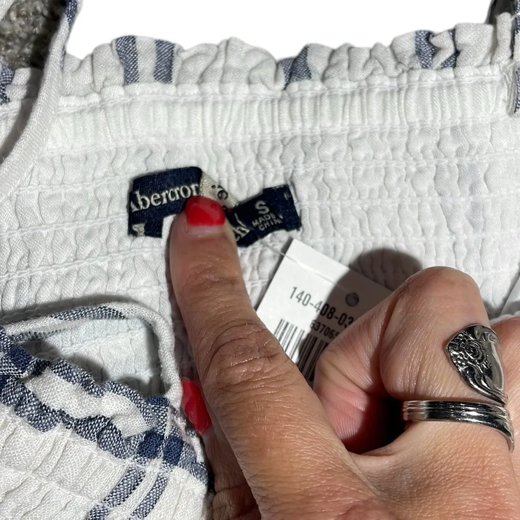 Abercrombie & Fitch Womens Windowpane Sheered‎ Crop Top and Shorts Set Small - Image 5