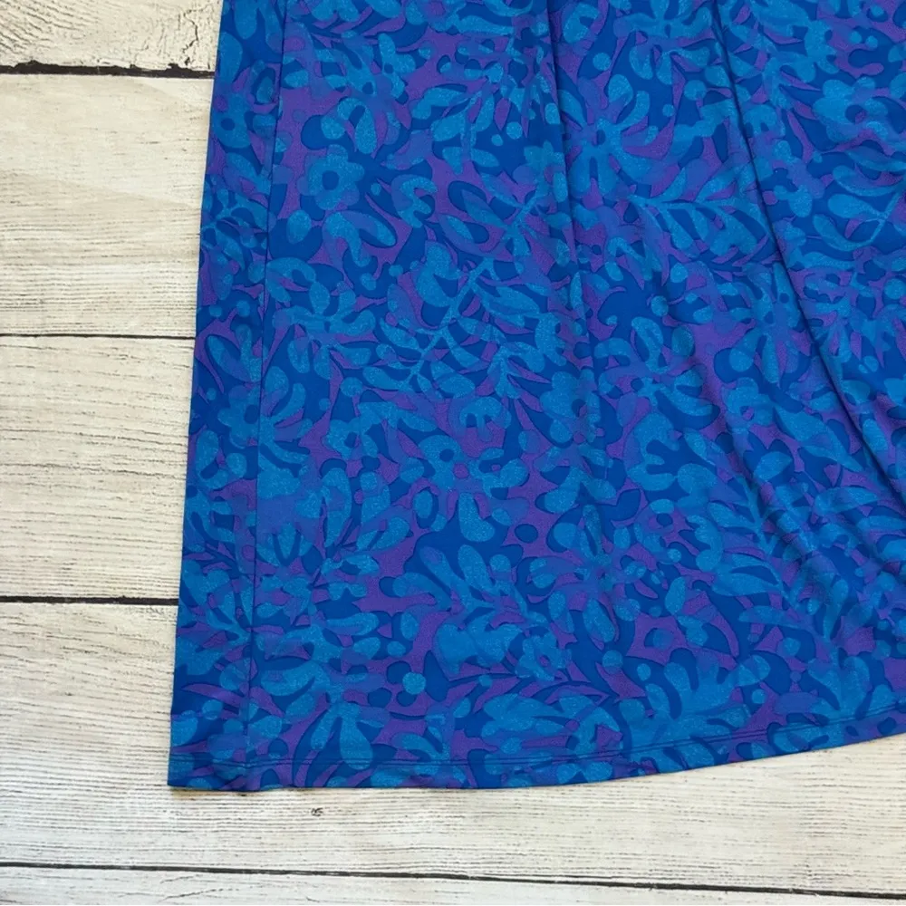 Bob Mackie Wearable Art size small blue leaves print dress - Image 6