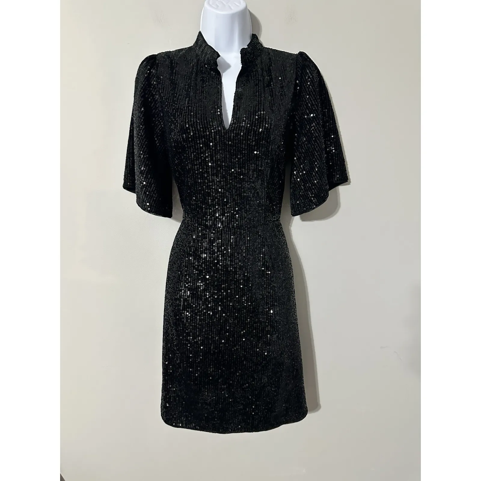 Johnny Was Jade Eve Sequin Mini Dress Black Keyhole Mock Turtleneck NWT Size 8 - Image 5