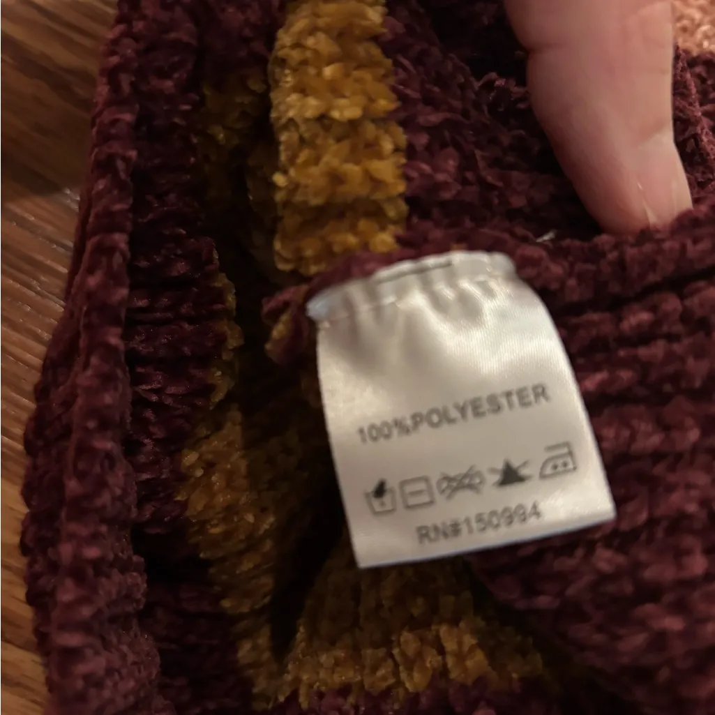 Nikka K Burgundy & Cream Striped Cardigan Sweater Purple Size L - Image 6