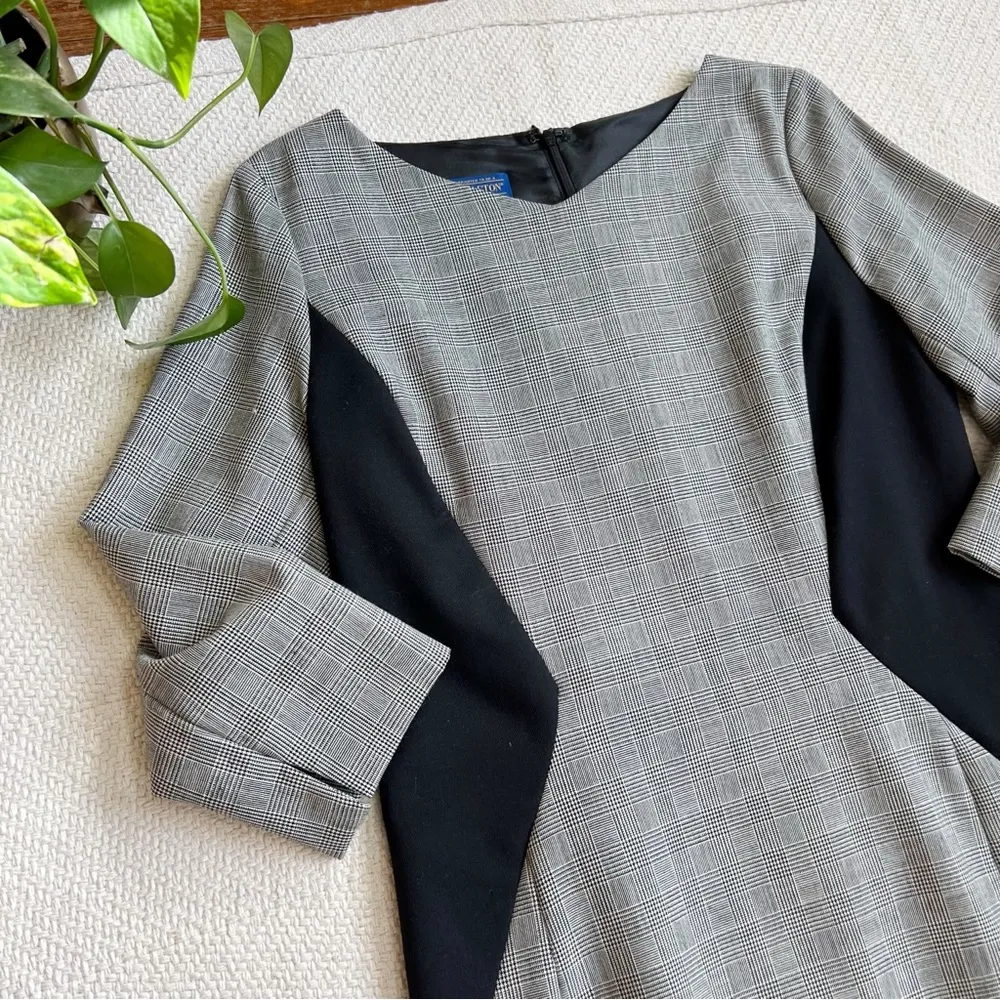 Pendleton Wool Houndstooth Plaid Slimming Sheath Dress size 8 - Image 2