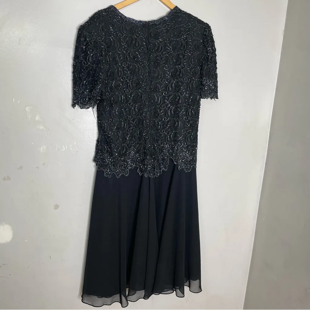 Embellished Black Beaded Sequin Formal Mother Of Bride Cocktail Dress Size‎ XXL - Image 3