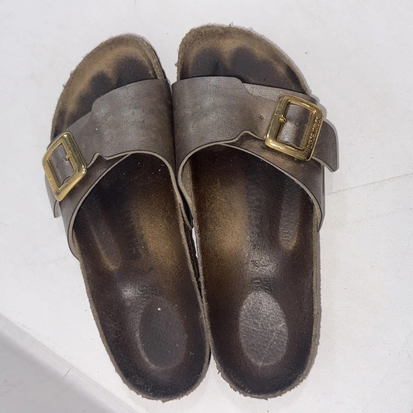 Birkenstock Luxe Catalina Cushion Gold Buckle Taupe Metallic Gorpcore Sandals 40 - Image 2