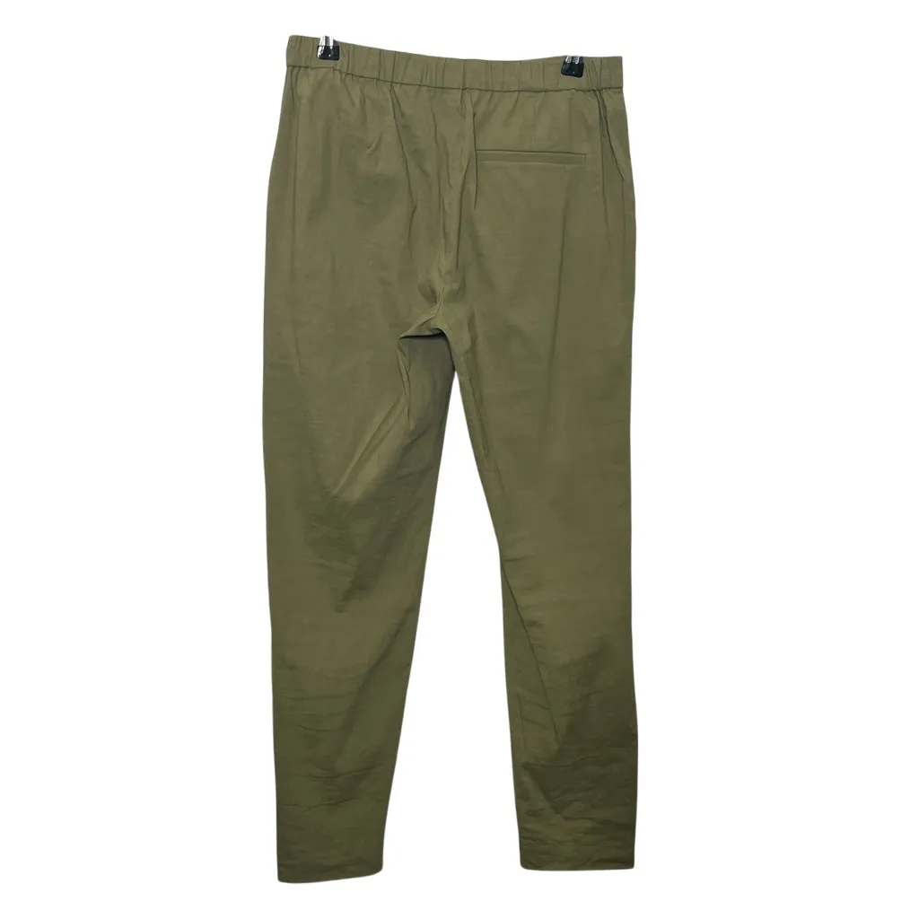 Theory Pants Women’s Size 0 Dark Olive Work Everyday Pull On Linen - Image 5