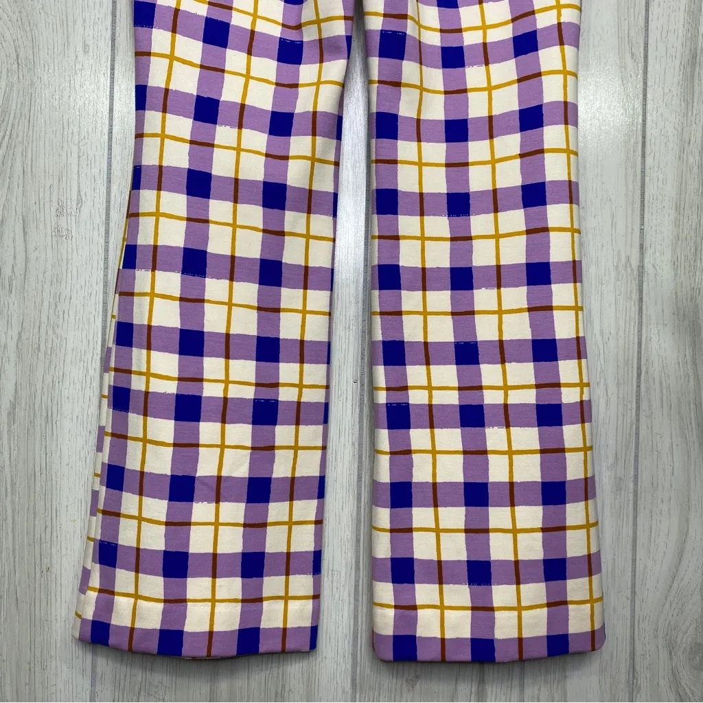 Anthropologie Maeve Susanna Flare Pants Colorful Plaid size S Small - Image 8