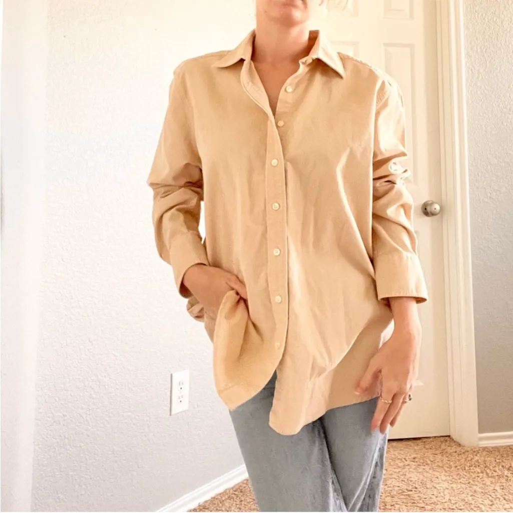 Lands End Light Tan Corduroy Button Down Top - Image 3
