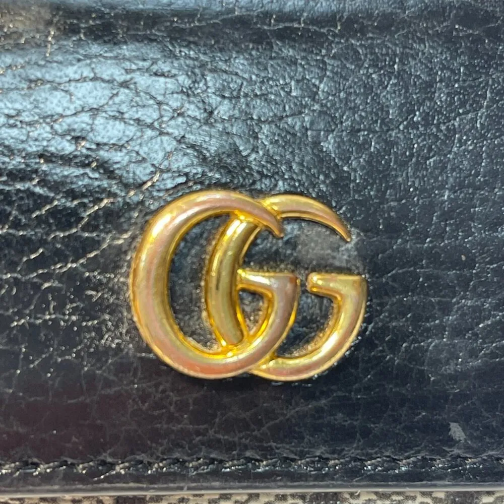 Gucci Dollar Calfskin Marmont 6 Key Holder Case Black/Beige - Preowned - Image 7