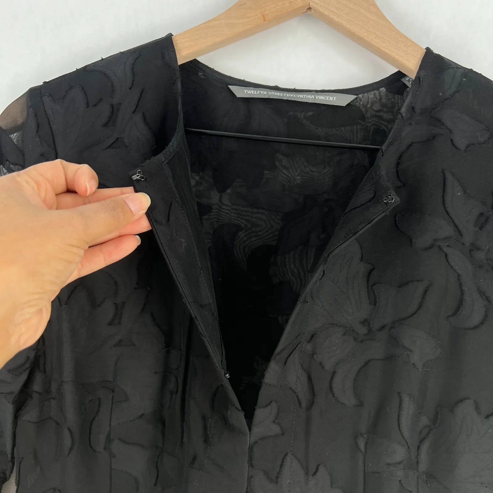 Twelfth Street by Cynthia Vincent Fit & Flare Dress Womens 2 Black Bell Sleeve - Image 8