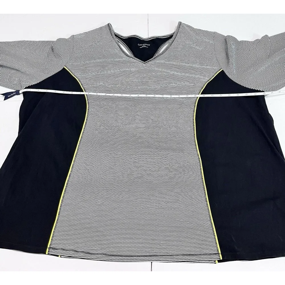 Catherines Black White Stretch 3/4 Sleeve Racerback Cutout Athleisure Top 4X - Image 4