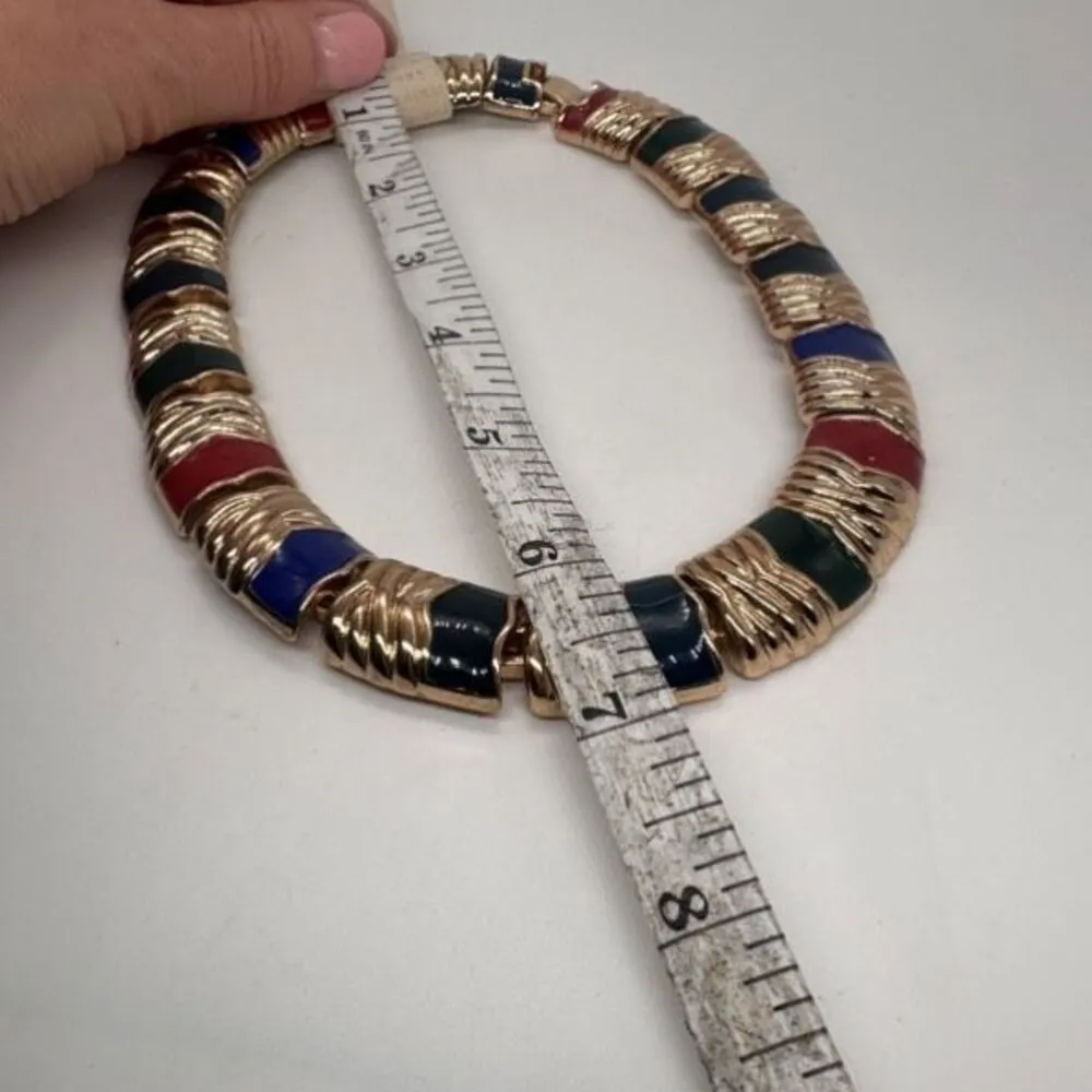 NWT Anthropologie Restored Vintage Collection Gold Enamel Collar Necklace‎ - Image 6