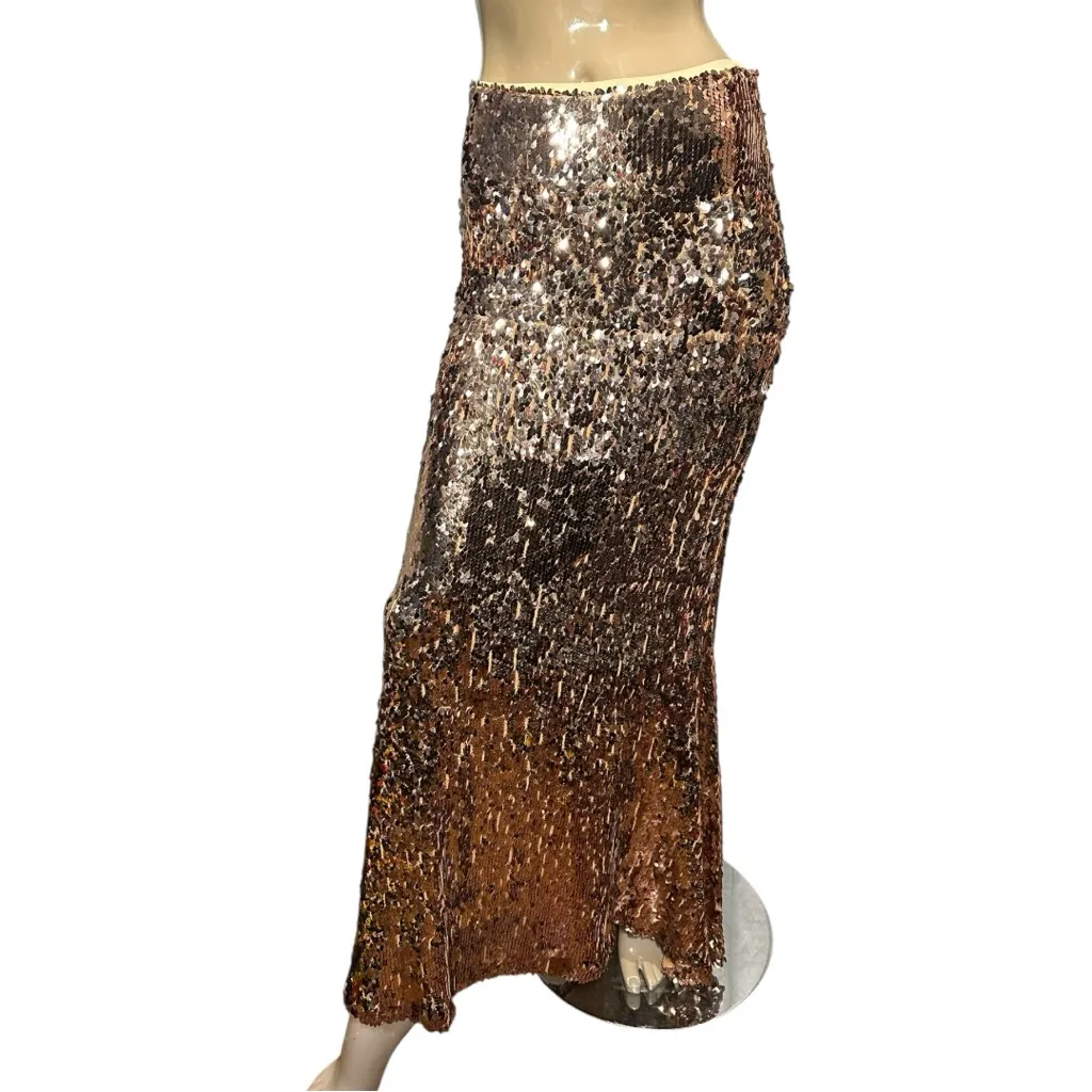 Free People Women’s Size XS Rose Gold Sequins for Miles Long Maxi Skirt - Image 6