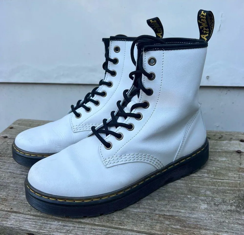 Dr Martens Zavala White Combat Boot Lace Up Chunky UK6 USM7 USW8 - Image 4
