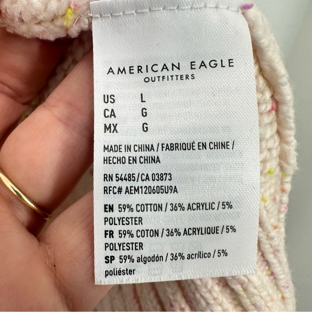 American Eagle Womens Size Large Pink Henley Knit Sweater Casual Preppy Layering - Image 5