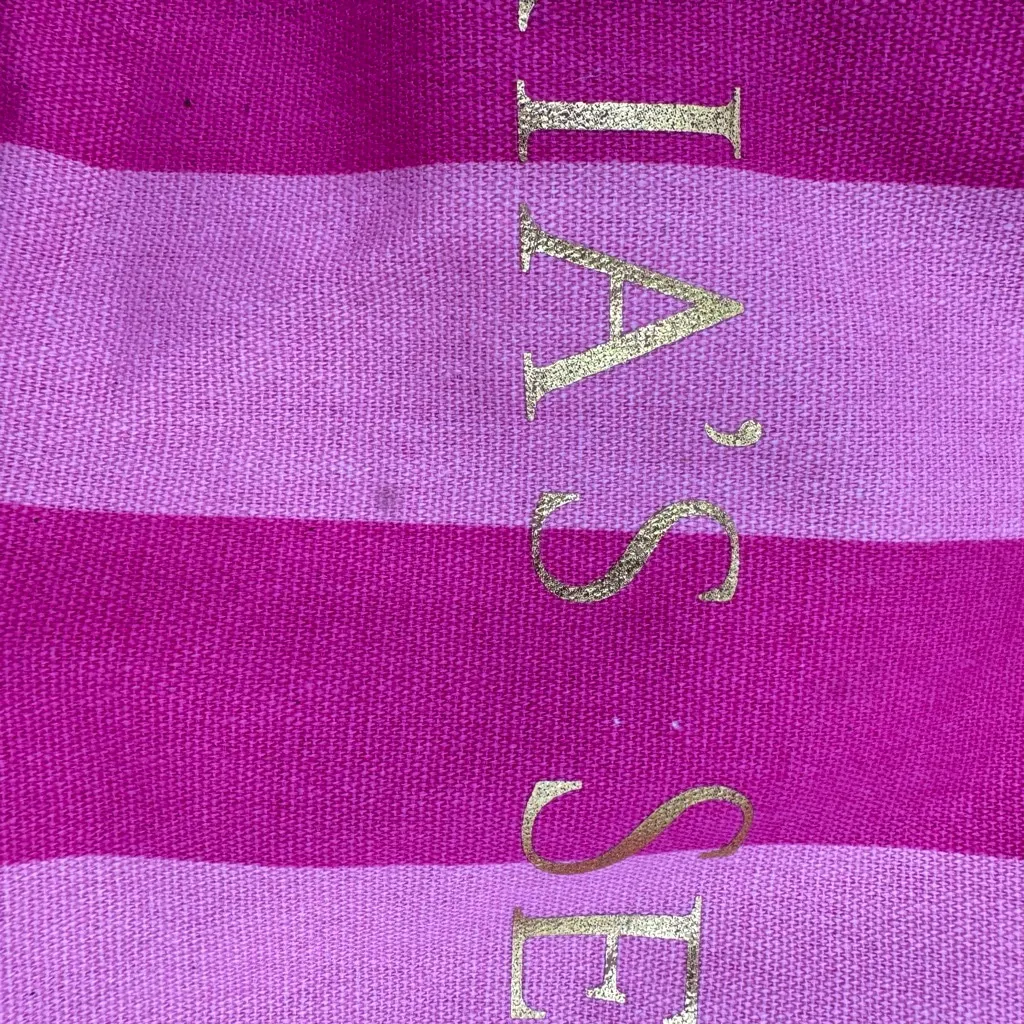 Victoria's Secret Pink Striped Large Tote and Accessory Bag Tags Beach Travel - Image 11