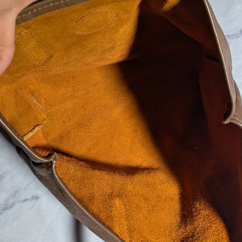 Rabuck Handmade Brown Leather Top Handle Open Top Unlined Shopper Tote Bag - Image 5