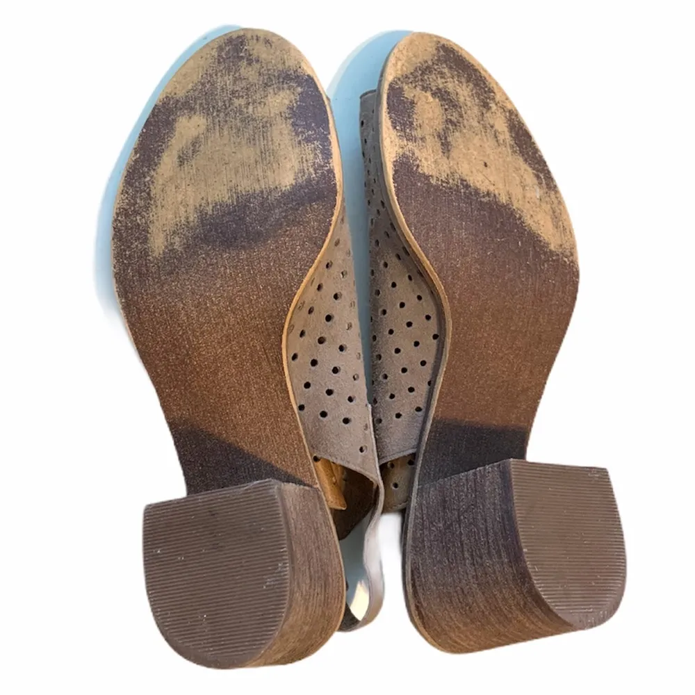 Nude Suede Leather Heels Open Toe Booties Shoes - Image 8