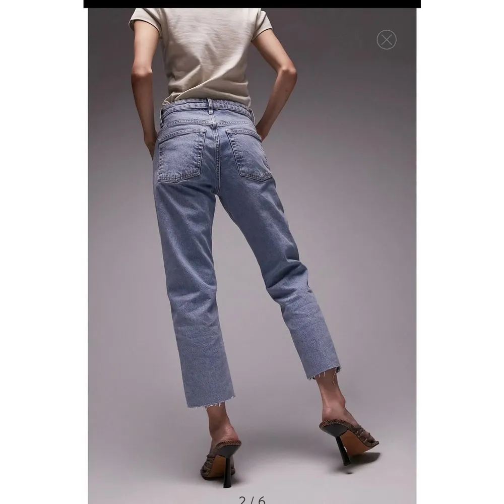 Topshop High Waist Crop Raw Hem Straight Leg Jeans 28 - Image 2