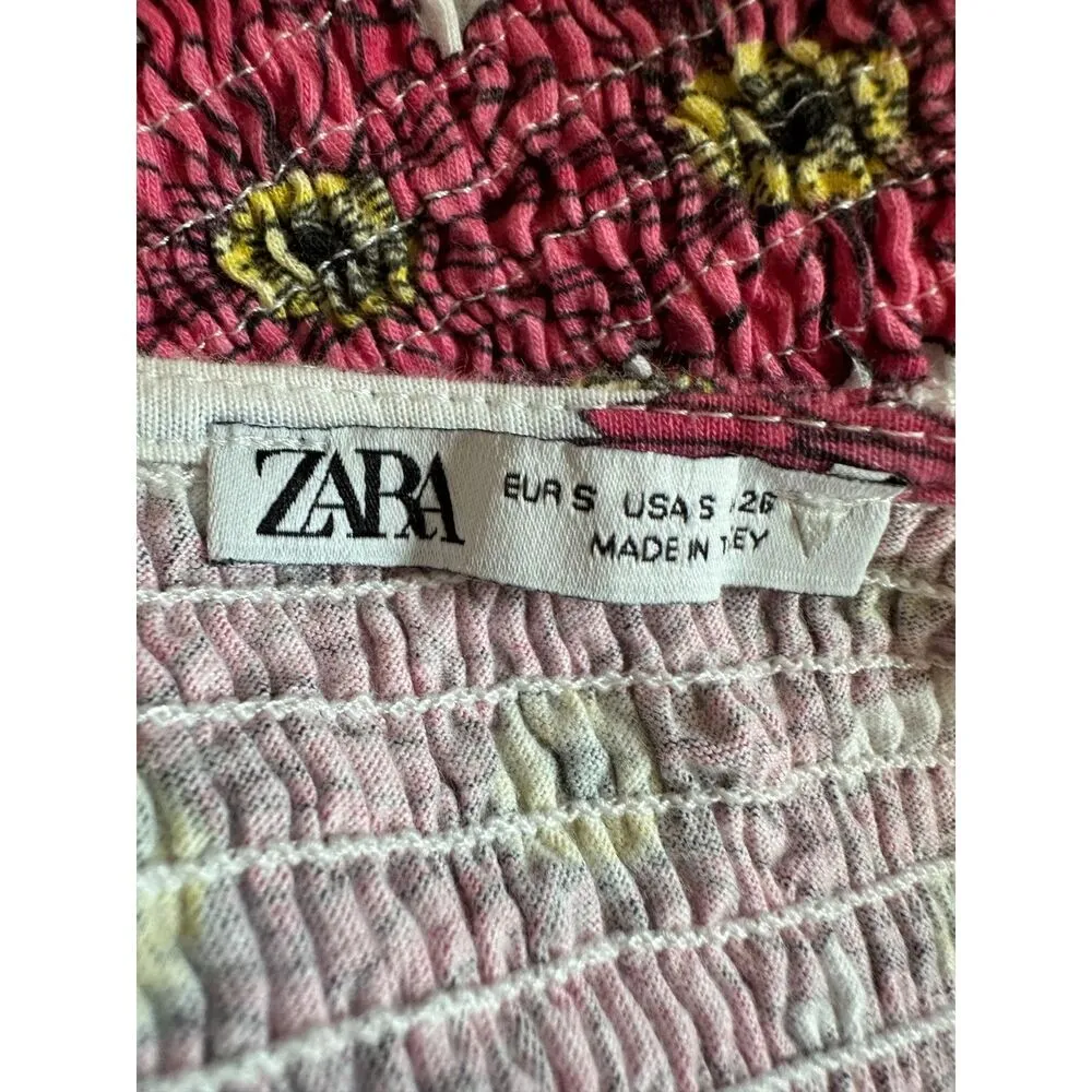 Zara Floral Print Balloon Sleeve Dress Size Small - Image 3