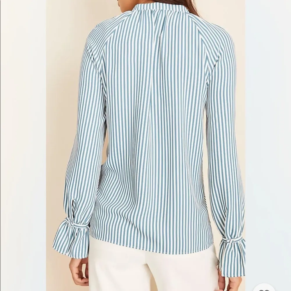 Ann Taylor petite striped shirred button down shirt size small petite - Image 2