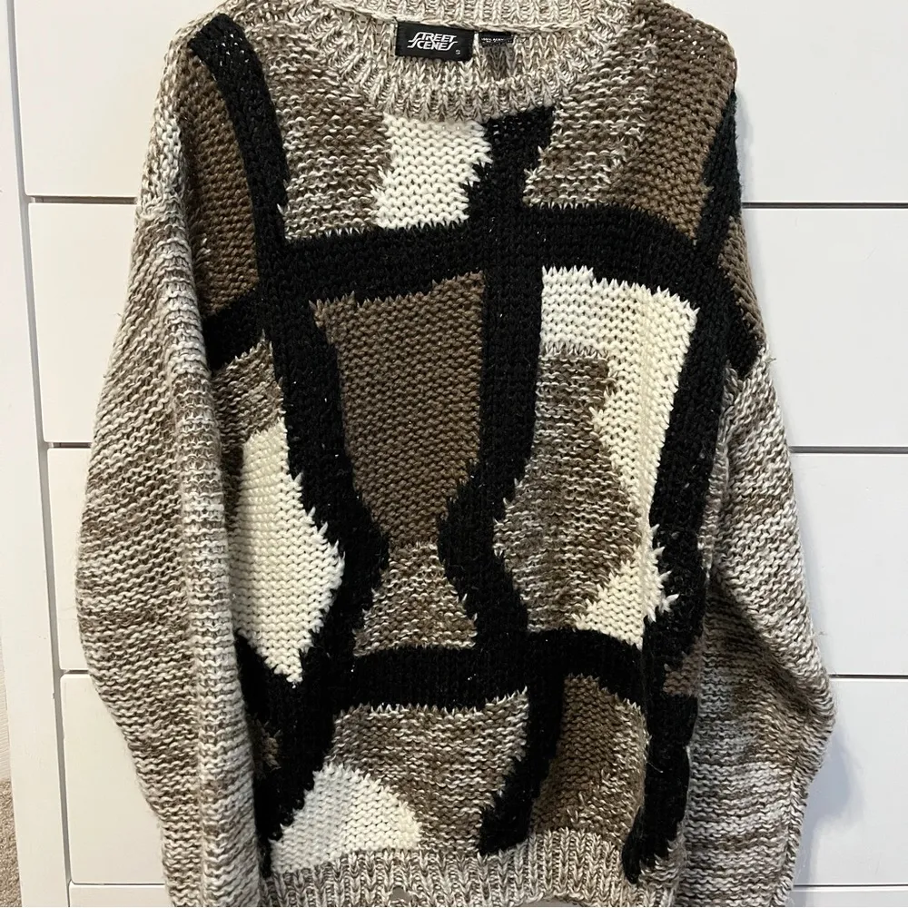 Street Scenes Vintage Patterned Knit Sweater - Image 2