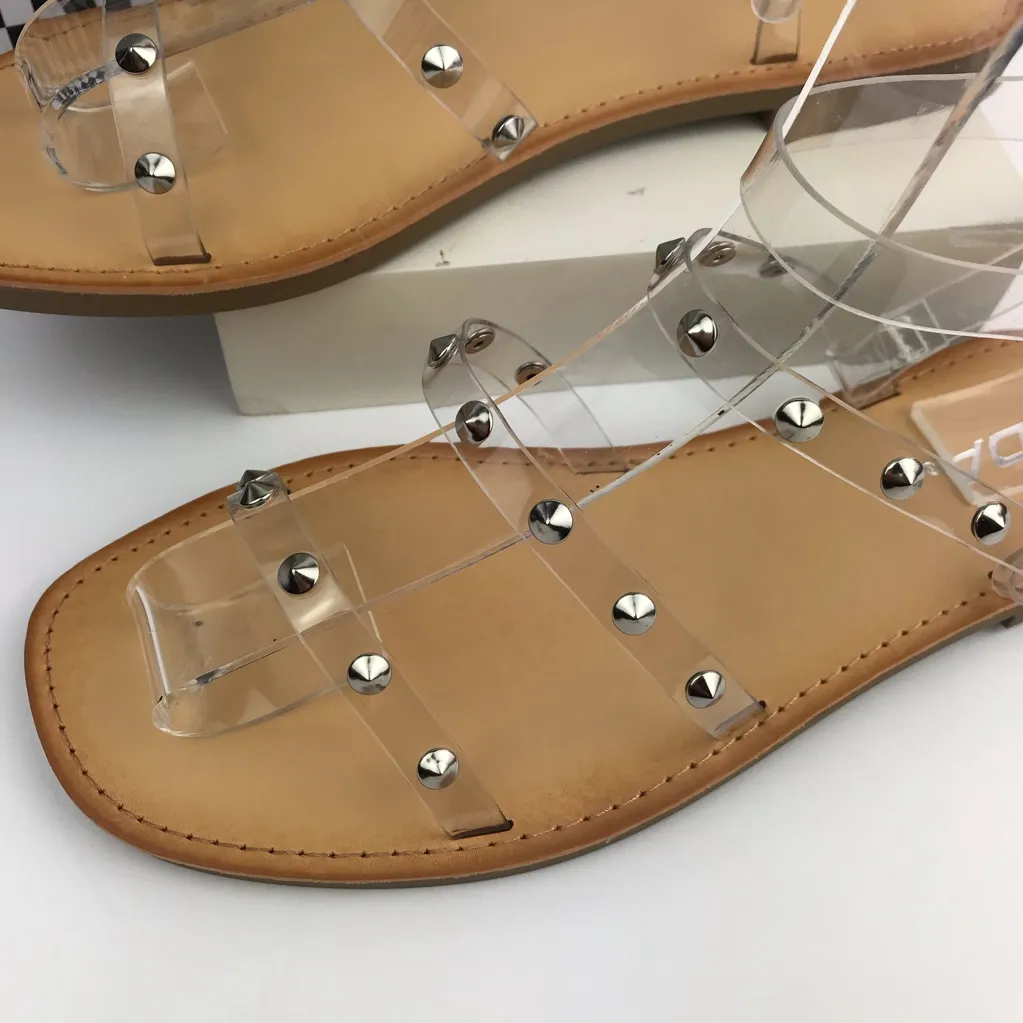 Clear Strappy Sandals Silver Studs DEDUCT - Image 2