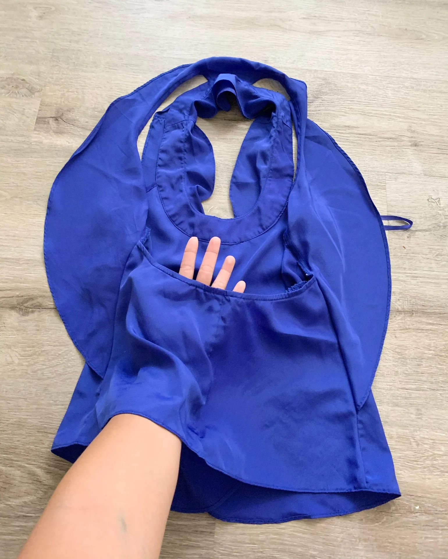 Royal Blue Tulip Ruffle Open Back Top S - Image 4