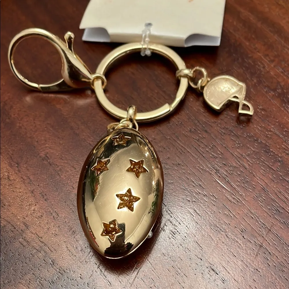 Unbranded Gold Brown Football Red Helmet Keychain Bag charm New - Image 4
