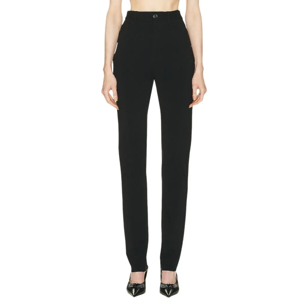 Balenciaga Stretch Pants in Black 36 New Womens Straight Stretch Trousers - Image 11