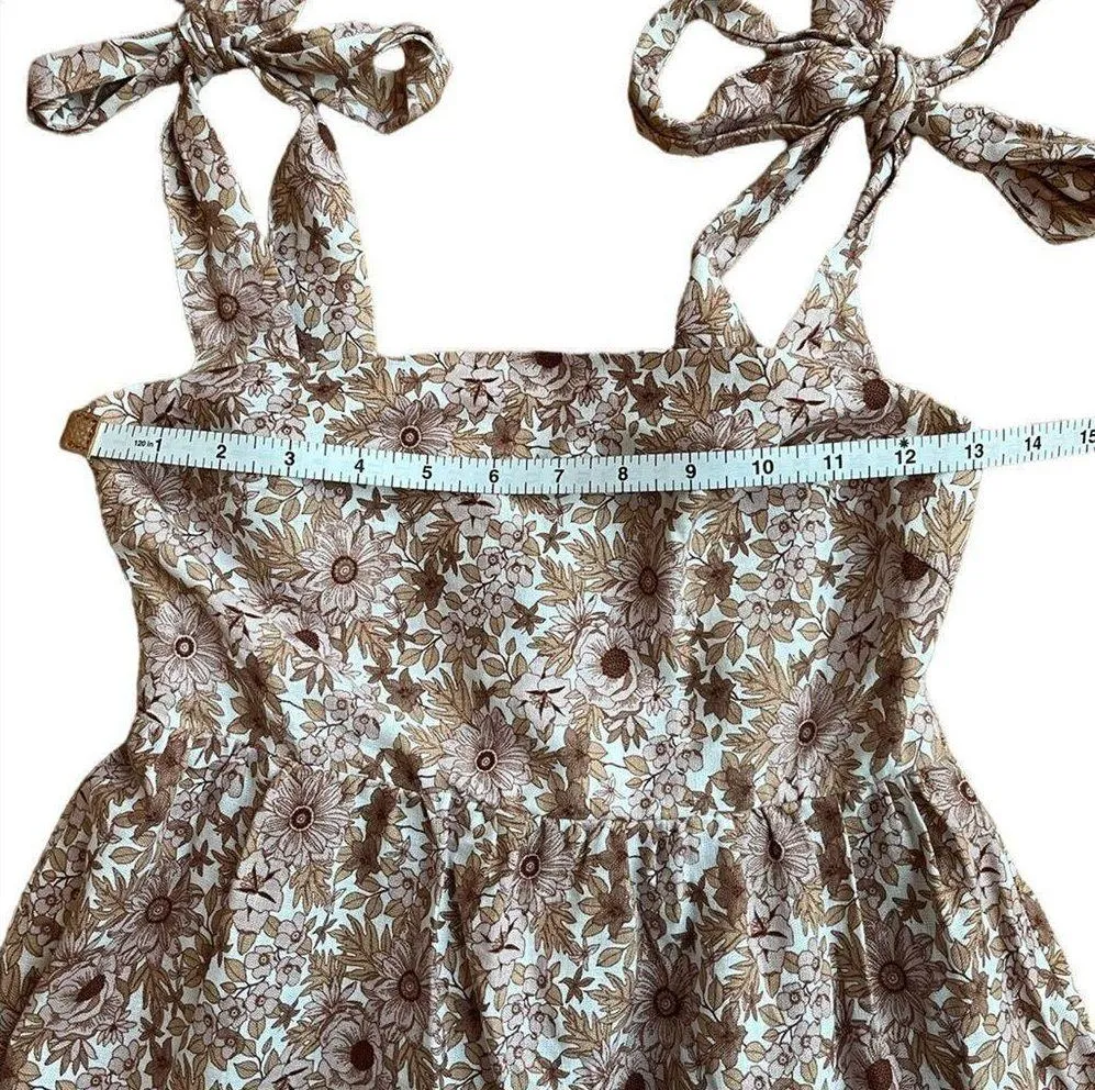 House of Harlow 1960 Floral Print Linen Blend Maxi Dress Bow Tie Shoulder NWT - Image 4