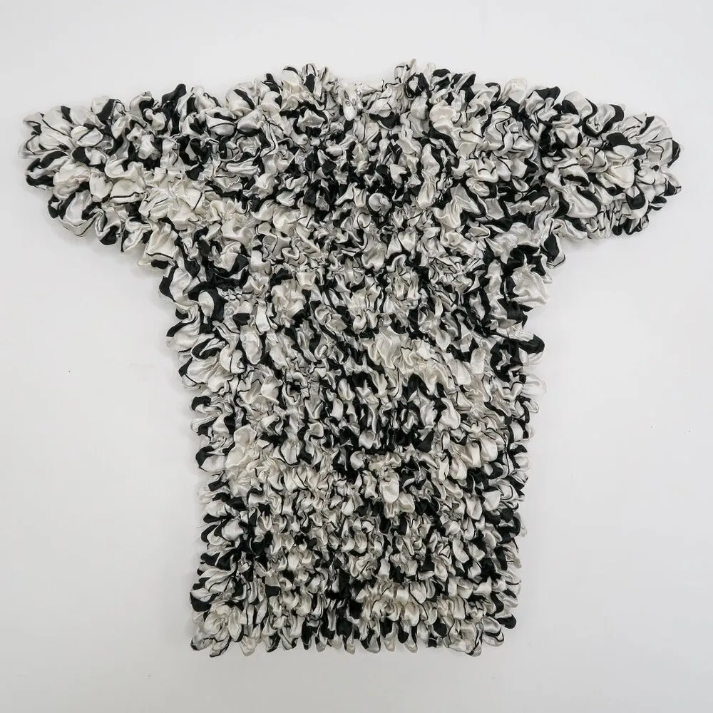 Vintage 90s Black & White Abstract Bubble Popcorn Shirt Size M - Image 6