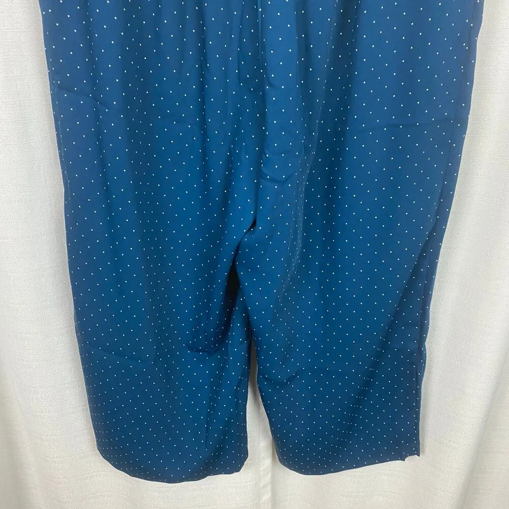 J.Jill Wearever Teal Blue Green Polka Dot Easy Care Wide Leg Crop Pants Sz.XL - Image 14