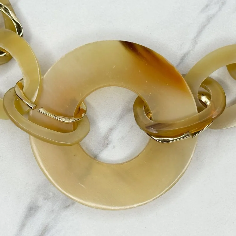 Chico's  Chunky Plastic and Metal Gold Tone Chain Link Statement Necklace - Image 2