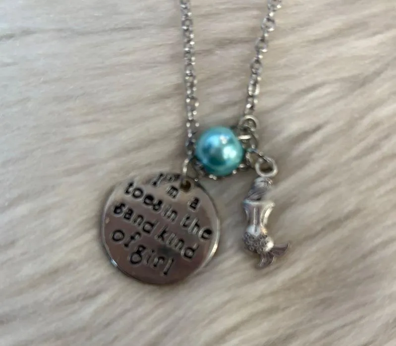 Silver and Blue Pearl Mermaid Necklace - Image 5