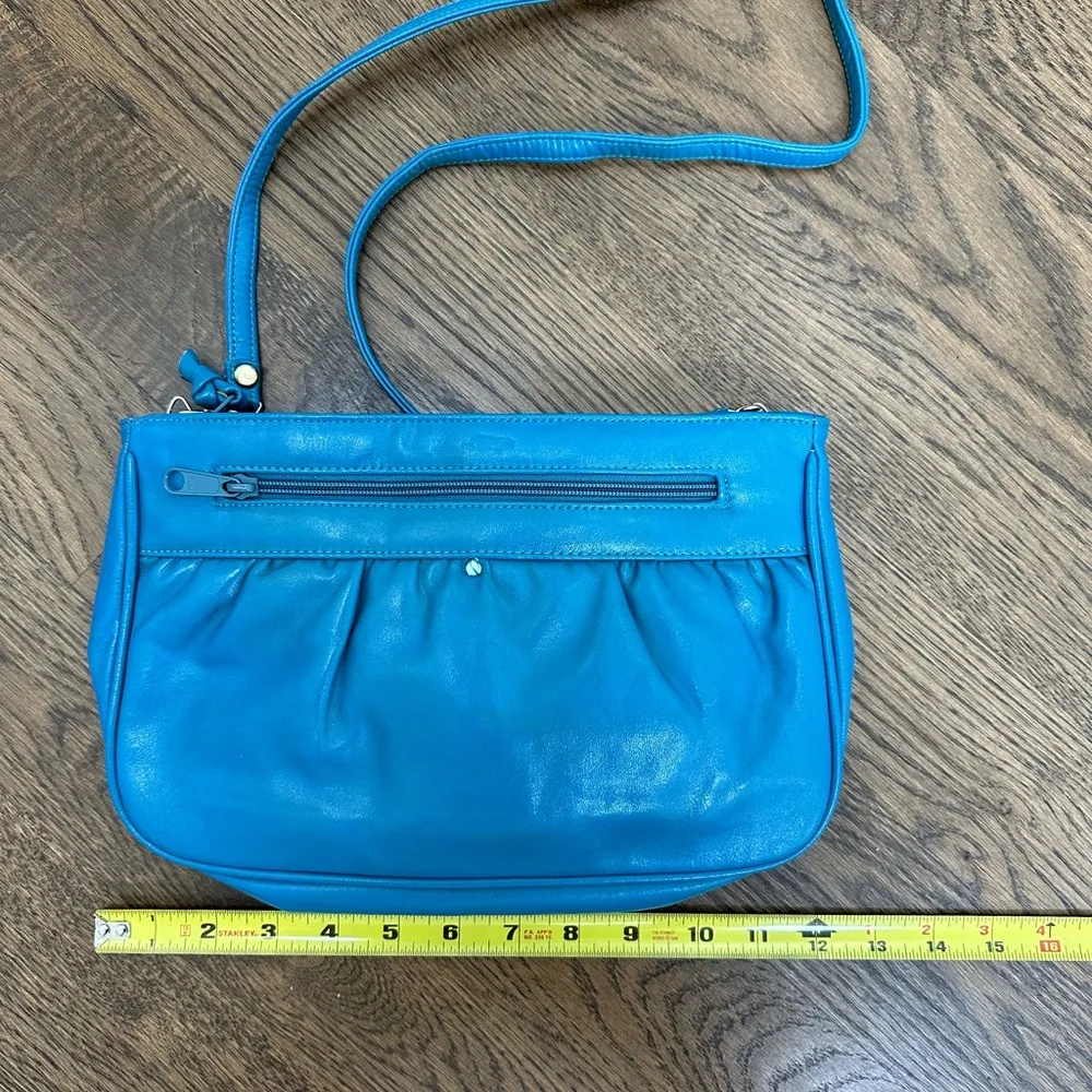 Blue vegan Leather Shoulder Bag - Image 2