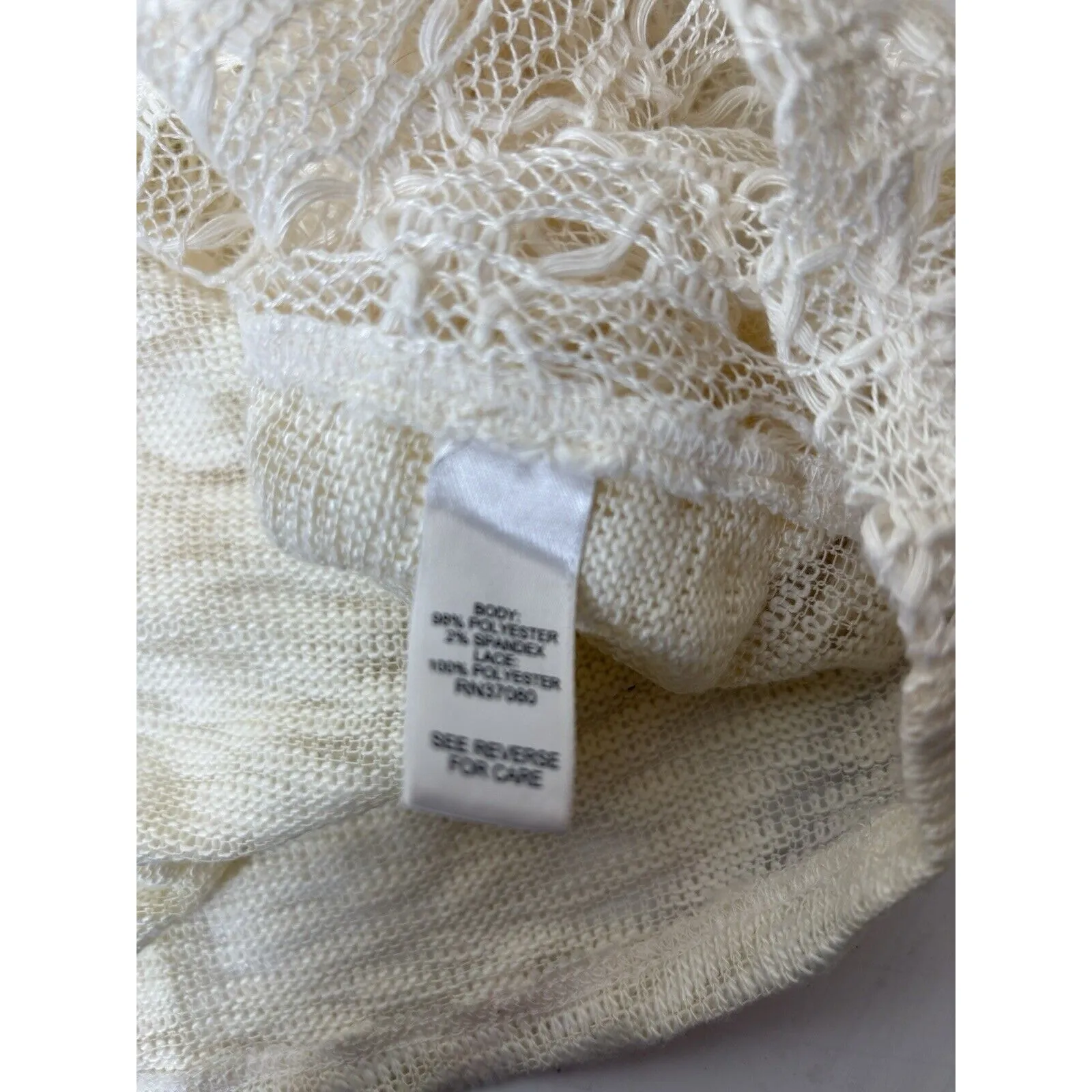 Catos Womens Size 22/24W Sweater Long Sleeved Lace Sides Lightweight Cream Boho - Image 6